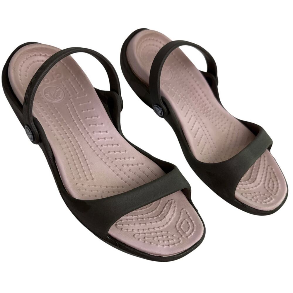 Crocs Women’s Cleo Chocolate/Cotton Candy Sandals Comfort Casual Size 8